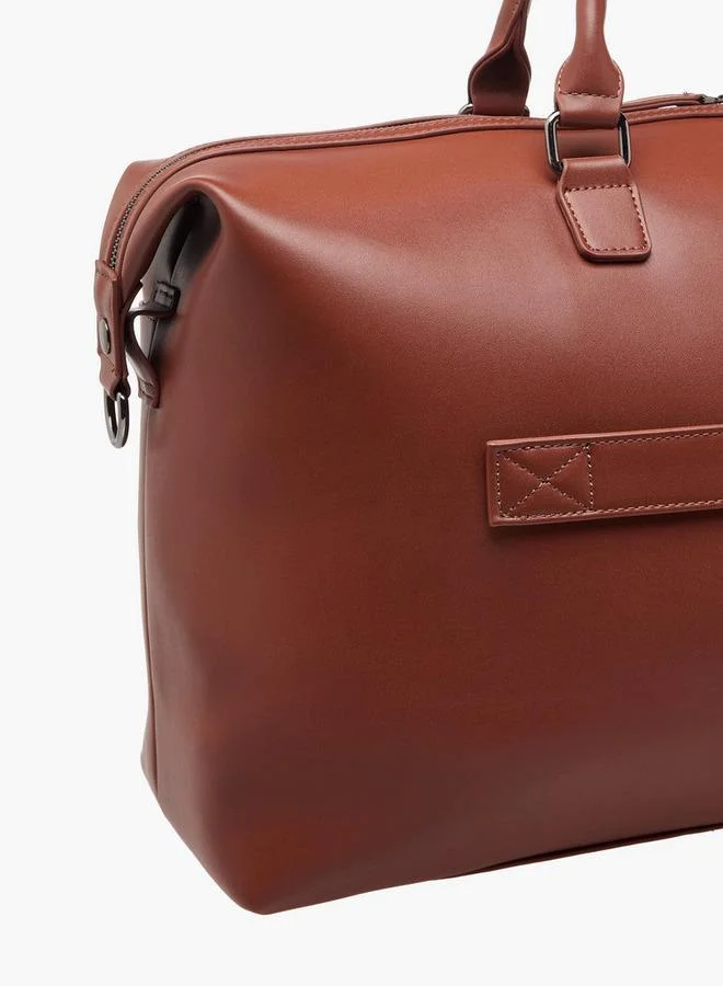 DUCHINI TAN Monogram Embossed Duffle Bag With Zip Closure And Detachable Strap for Men | Best Price UAE